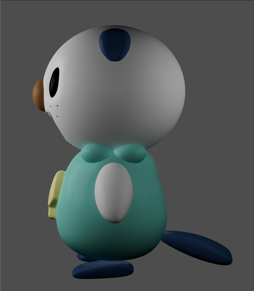 Side view screenshot of a 3D modeled Oshawott.